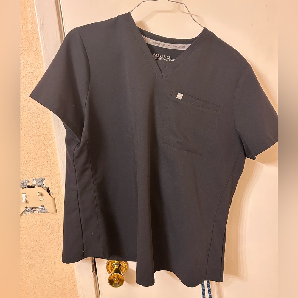 Fabletics Charcoal V-Neck Scrub Top  & High-Rise On-Call Scrub Joggers